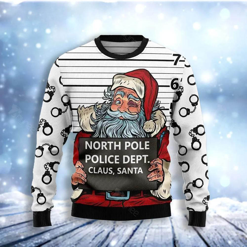 Santa Claus Arrested By North Pole Police Ugly Christmas Sweater For Men & Women Christmas Gift Sweater US3053 - WeCustomit