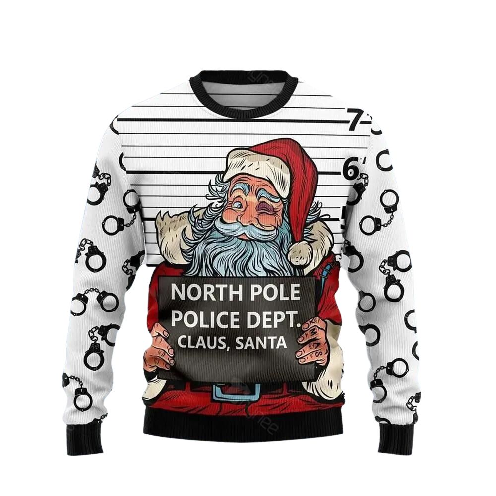 Santa Claus Arrested By North Pole Police Ugly Christmas Sweater For Men & Women Christmas Gift Sweater US3053 - WeCustomit