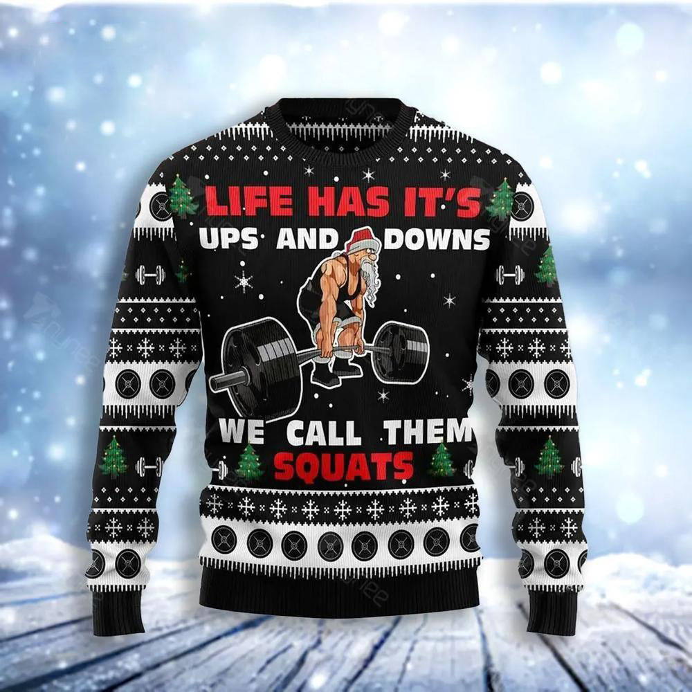 Santa Claus Love Gym Tugly Ugly Christmas Sweater For Men & Women Christmas Gift Sweater US3056 - WeCustomit