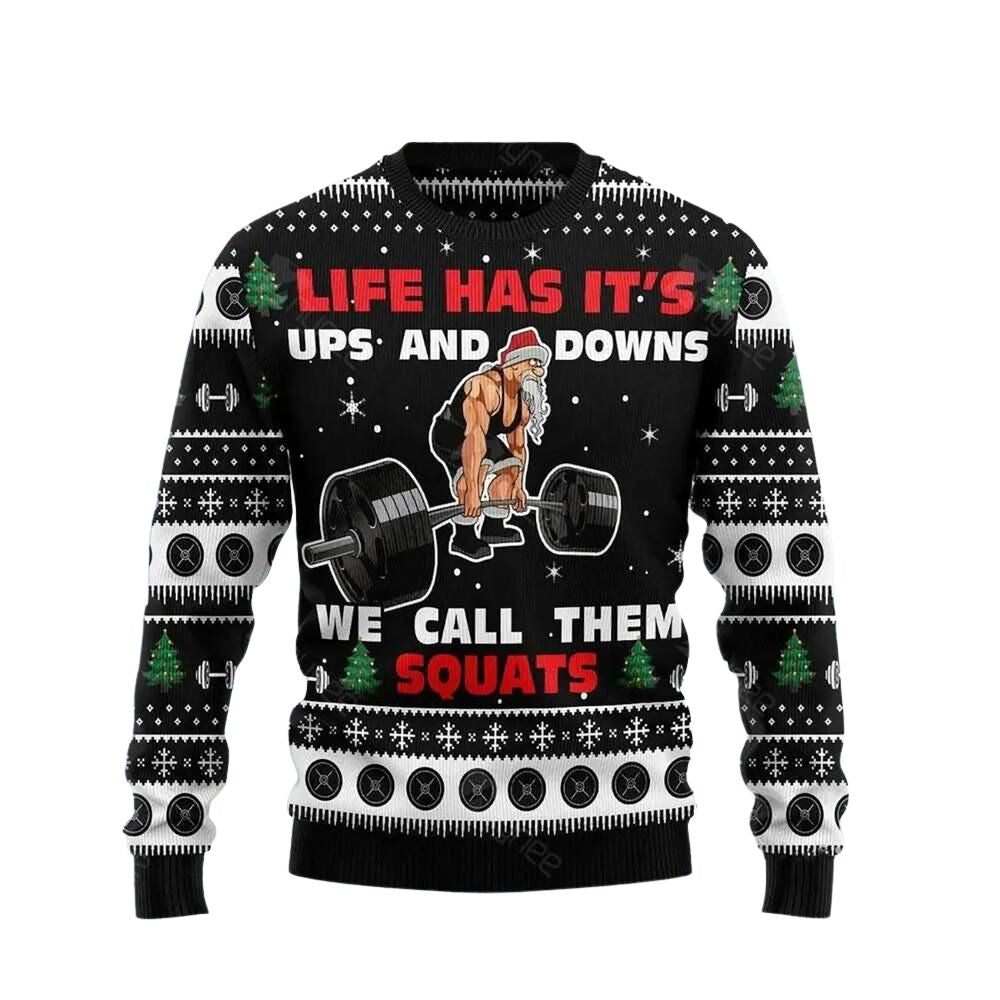 Santa Claus Love Gym Tugly Ugly Christmas Sweater For Men & Women Christmas Gift Sweater US3056 - WeCustomit