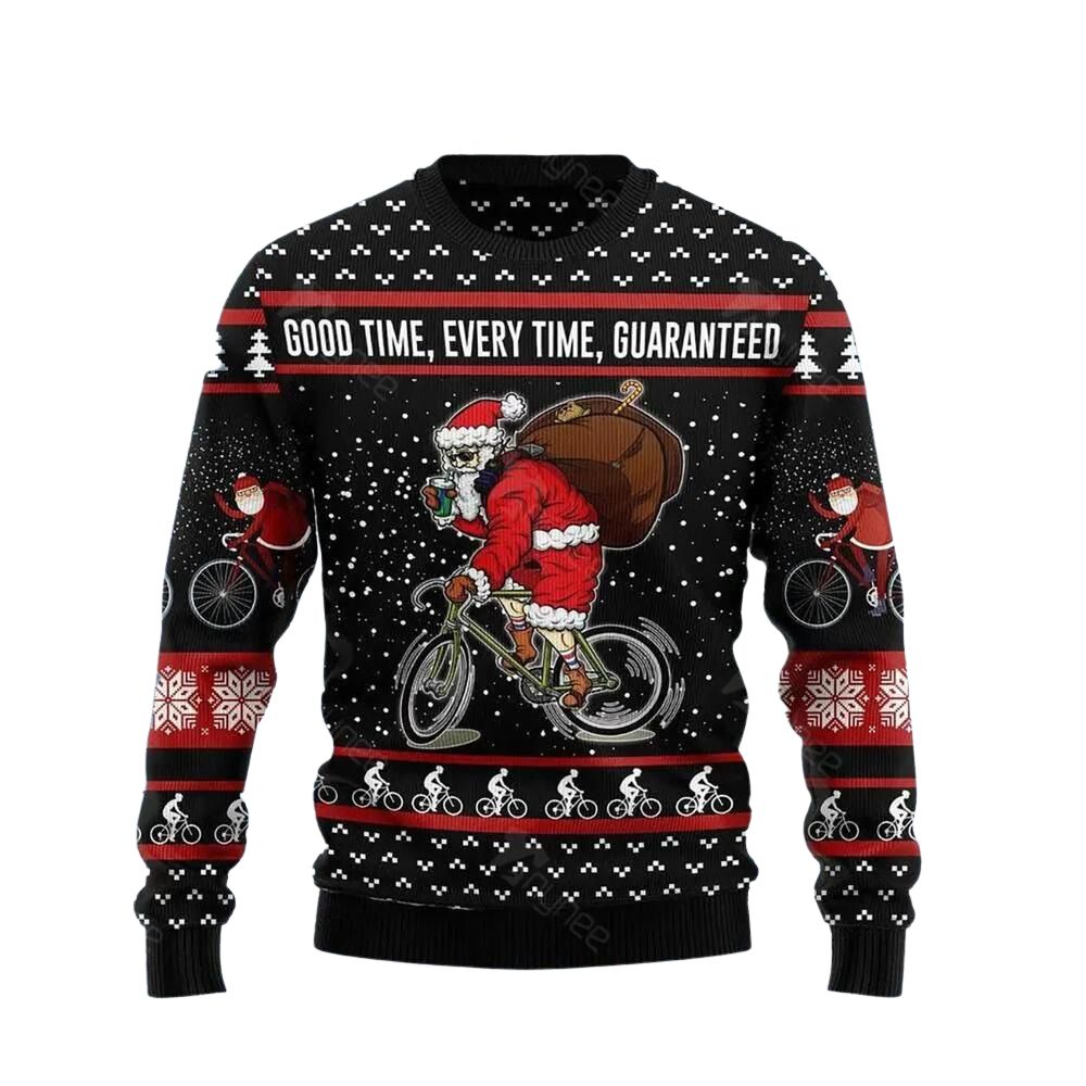 Santa Claus Love Biking Ugly Christmas Sweater For Men & Women Christmas Gift Sweater US3058 - WeCustomit