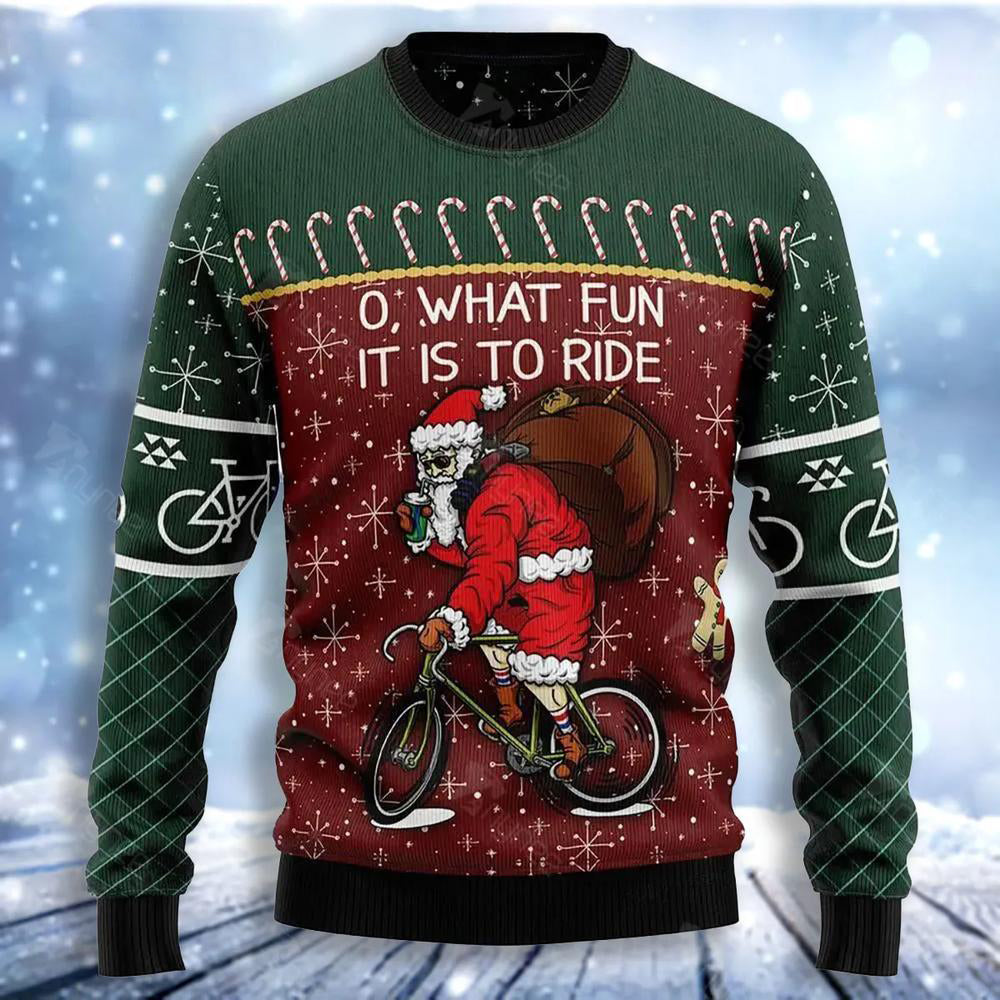 Santa Cycling Ugly Christmas Sweater For Men & Women Christmas Gift Sweater US3060 - WeCustomit