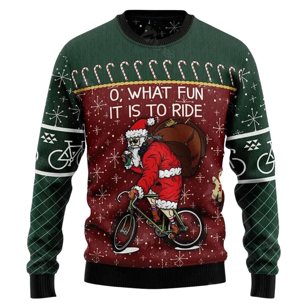 Santa Cycling Ugly Christmas Sweater For Men & Women Christmas Gift Sweater US3060 - WeCustomit