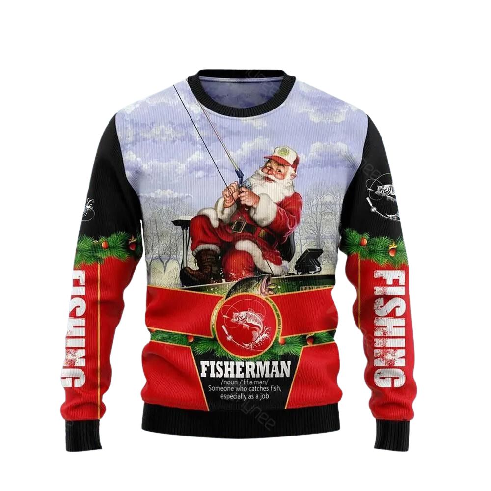 Santa Fisherman Ugly Christmas Sweater For Men & Women Christmas Gift Sweater US3062 - WeCustomit