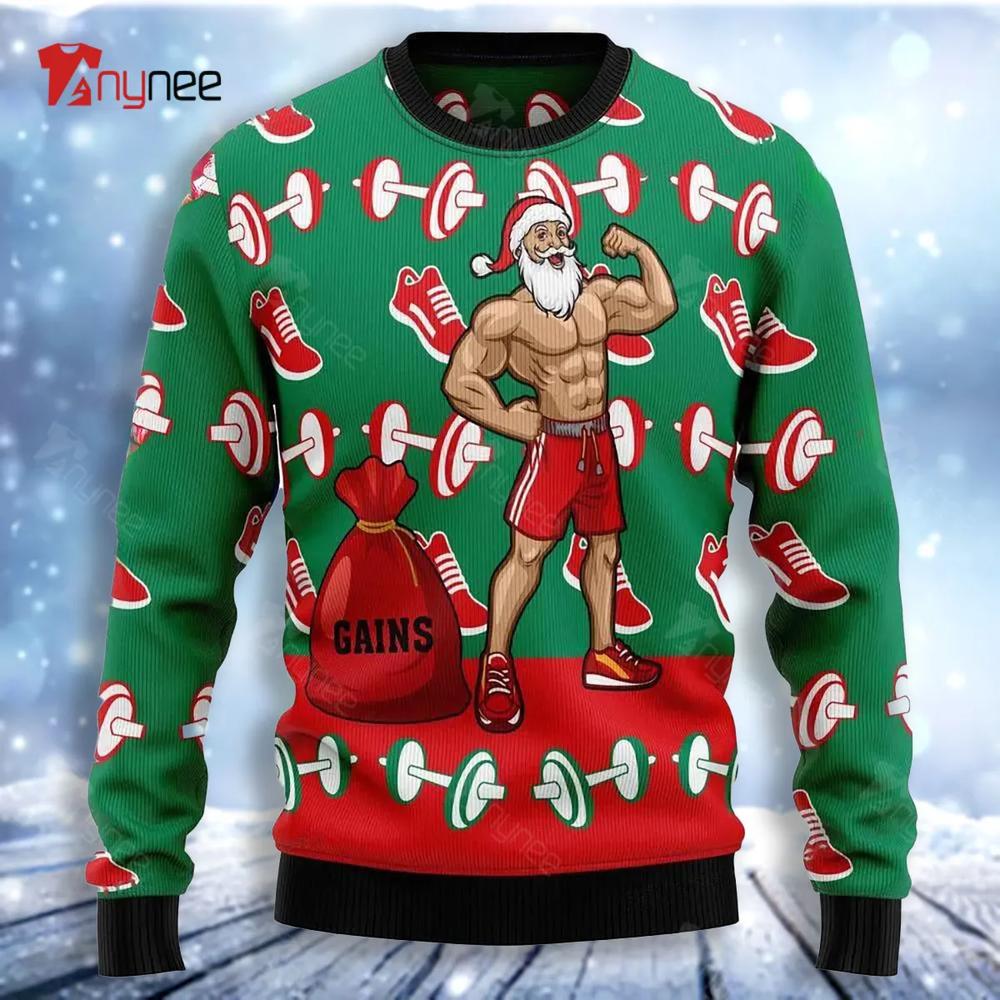 Santa Gym Ugly Christmas Sweater For Men & Women Christmas Gift Sweater US3064 - WeCustomit