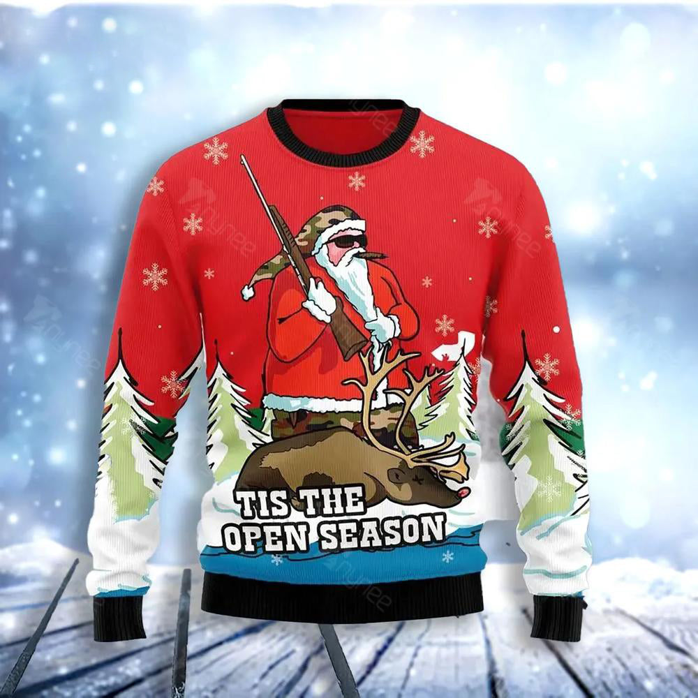 Santa Hunting Ugly Christmas Sweater For Men & Women Christmas Gift Sweater US3065 - WeCustomit