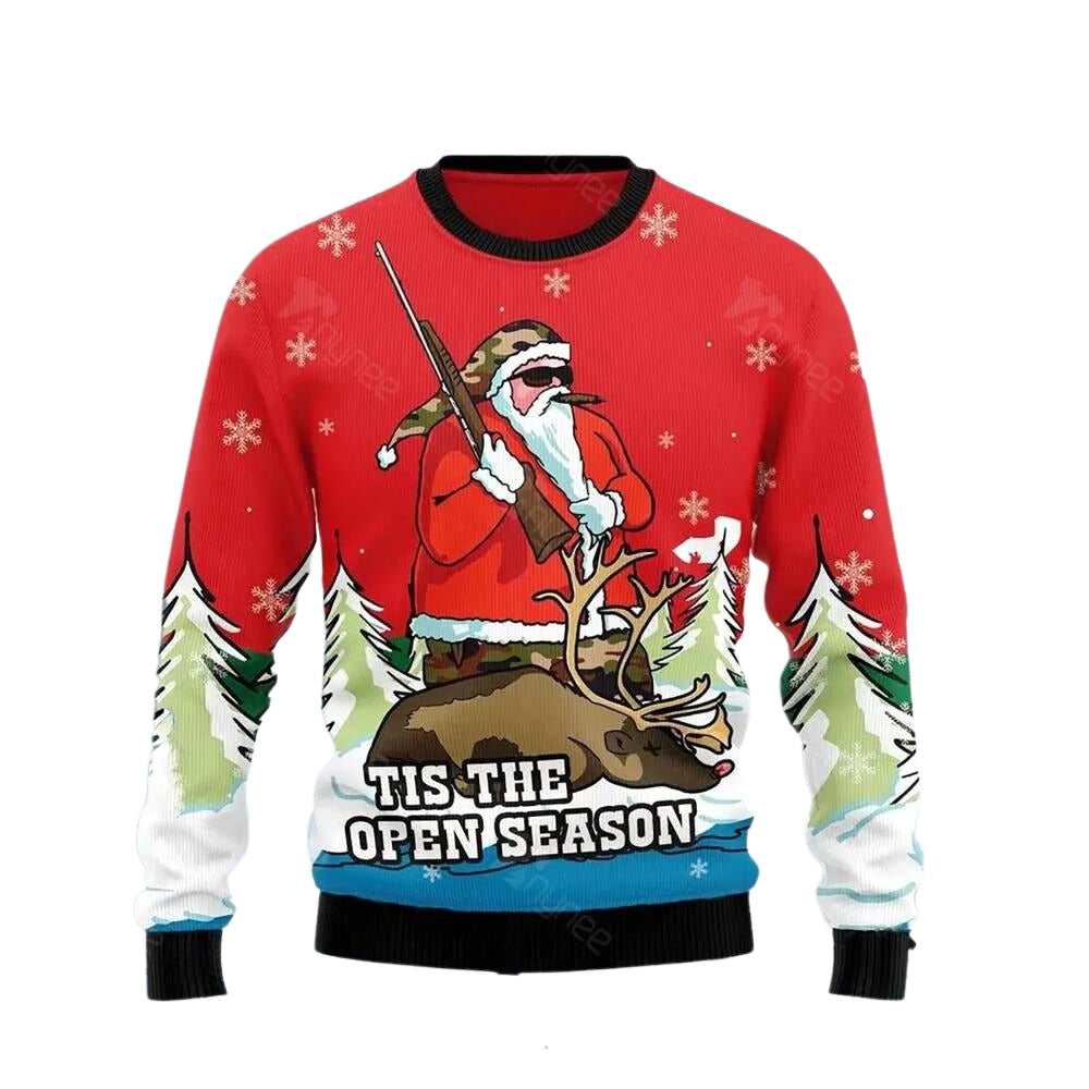 Santa Hunting Ugly Christmas Sweater For Men & Women Christmas Gift Sweater US3065 - WeCustomit