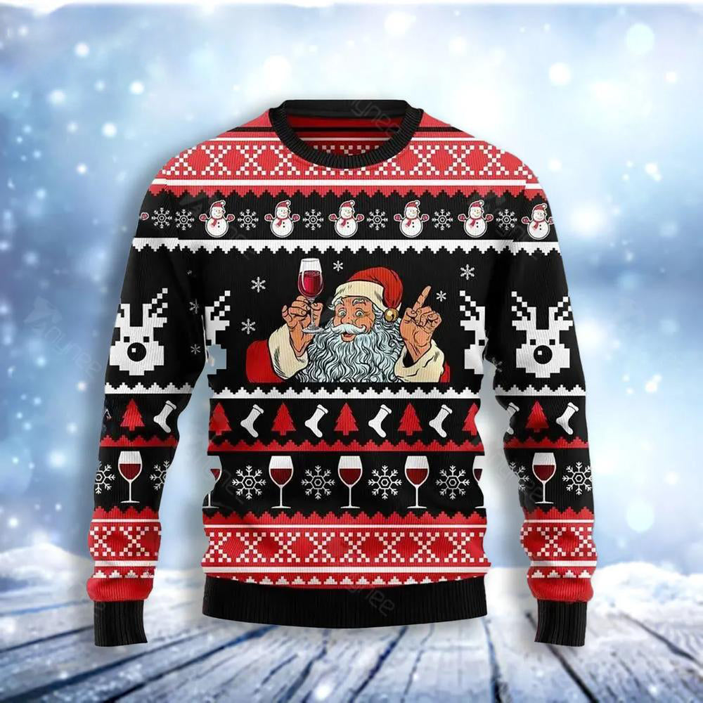 Santa Red Wine Ugly Christmas Sweater For Men & Women Christmas Gift Sweater US3069 - WeCustomit