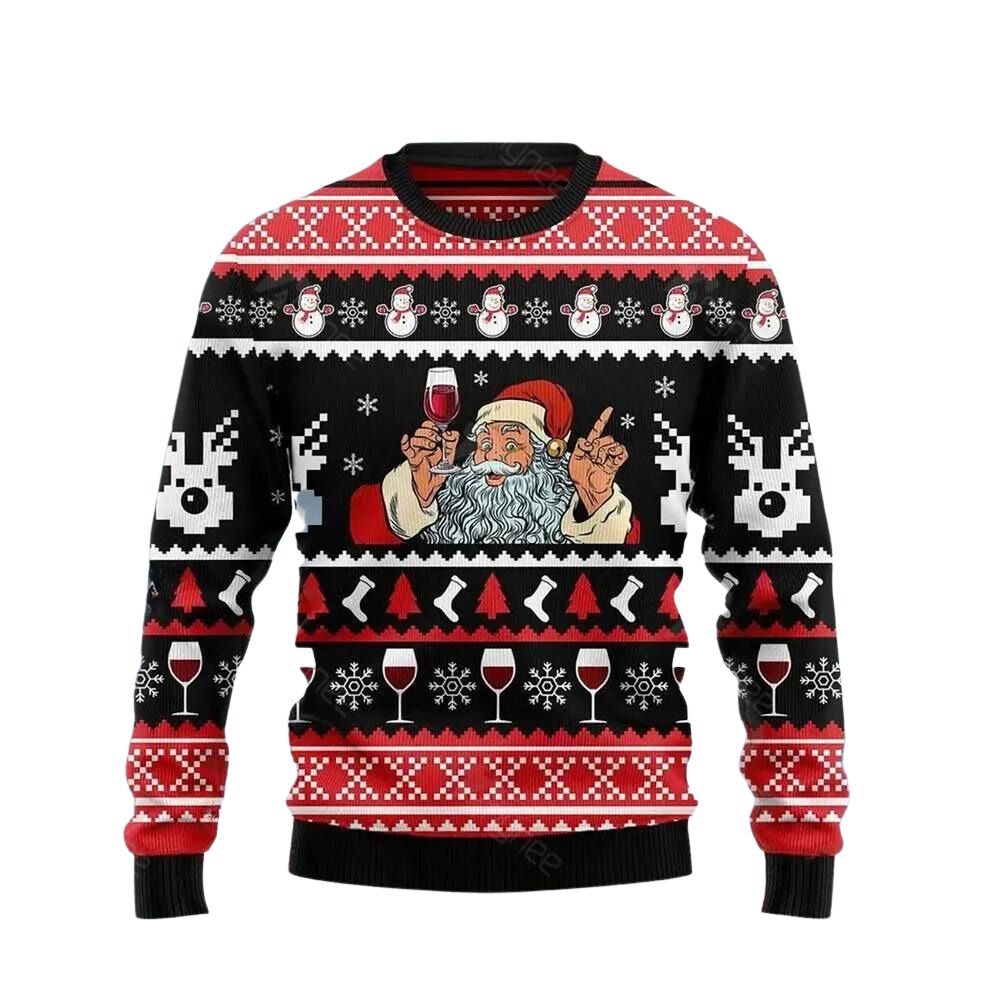 Santa Red Wine Ugly Christmas Sweater For Men & Women Christmas Gift Sweater US3069 - WeCustomit