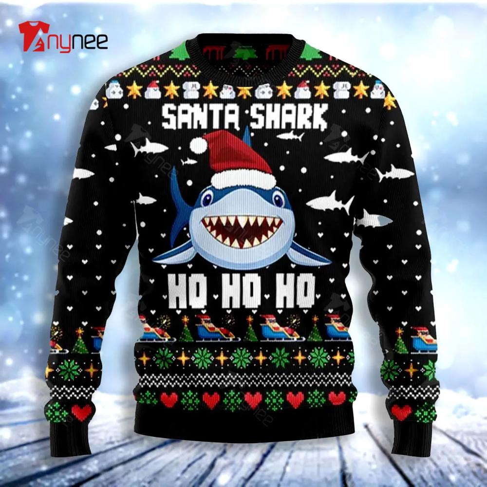 Santa Shark Ho Ho Ho Ugly Christmas Sweater For Men & Women Christmas Gift Sweater US3071 - WeCustomit