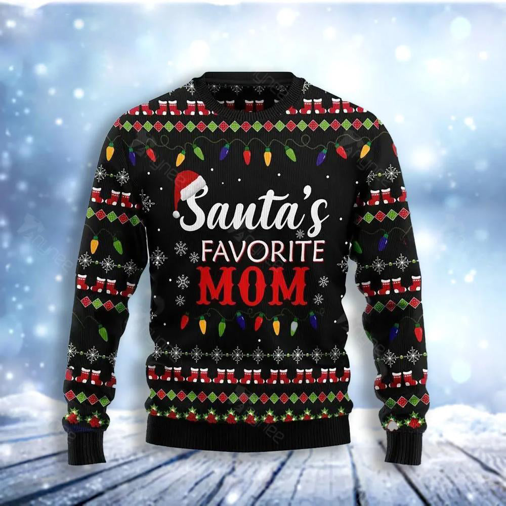 Santas Favorite Mom Ugly Christmas Sweater For Men & Women Christmas Gift Sweater US3073 - WeCustomit