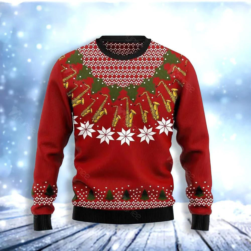 Saxophone Lover For Christmas Ugly Christmas Sweater For Men & Women Christmas Gift Sweater US3076 - WeCustomit