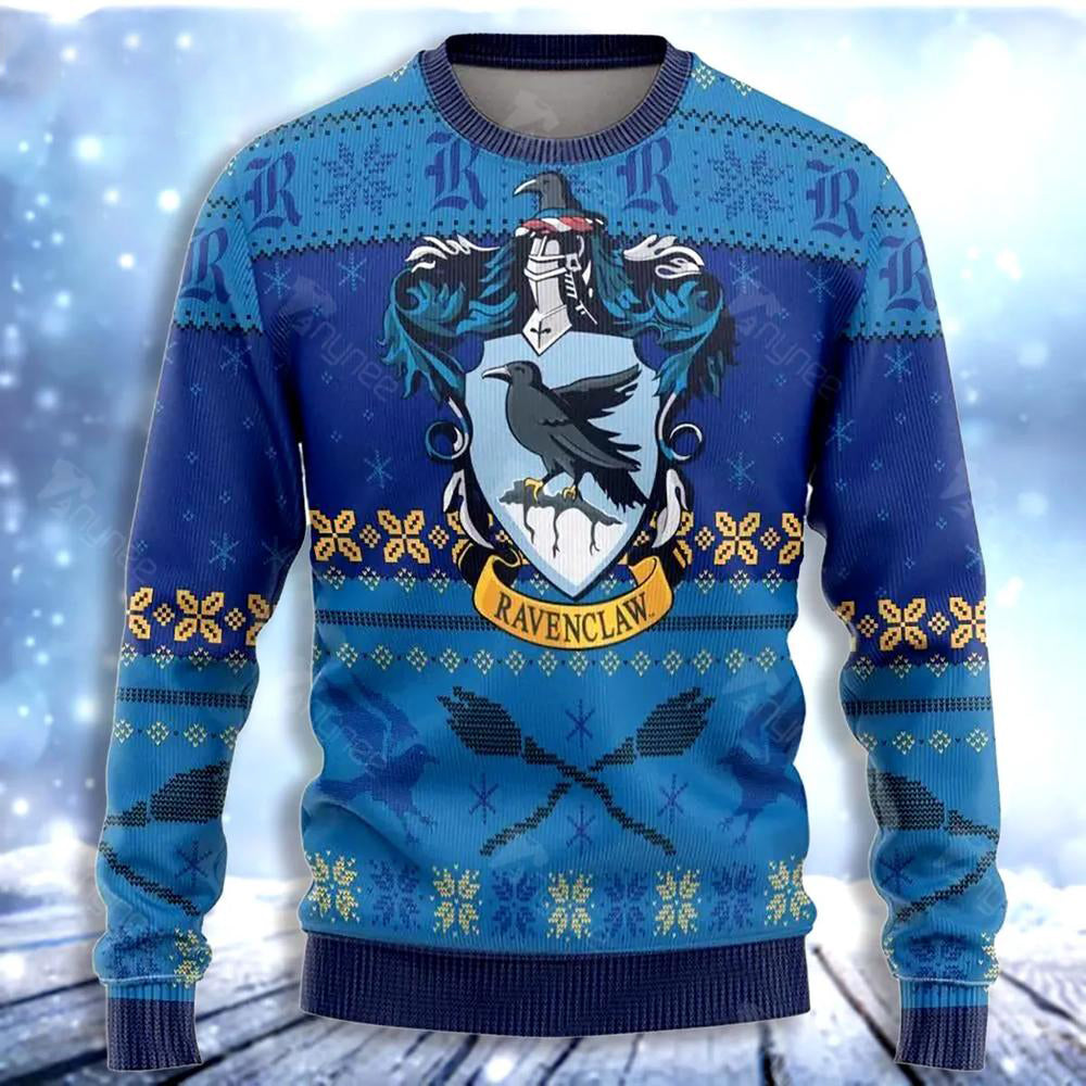 Slytherin Blue Ugly Christmas Sweater For Me & Women Christmas Gift Thanksgiving Sweater US3085 - WeCustomit
