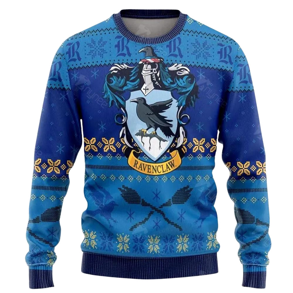 Slytherin Blue Ugly Christmas Sweater For Me & Women Christmas Gift Thanksgiving Sweater US3085 - WeCustomit