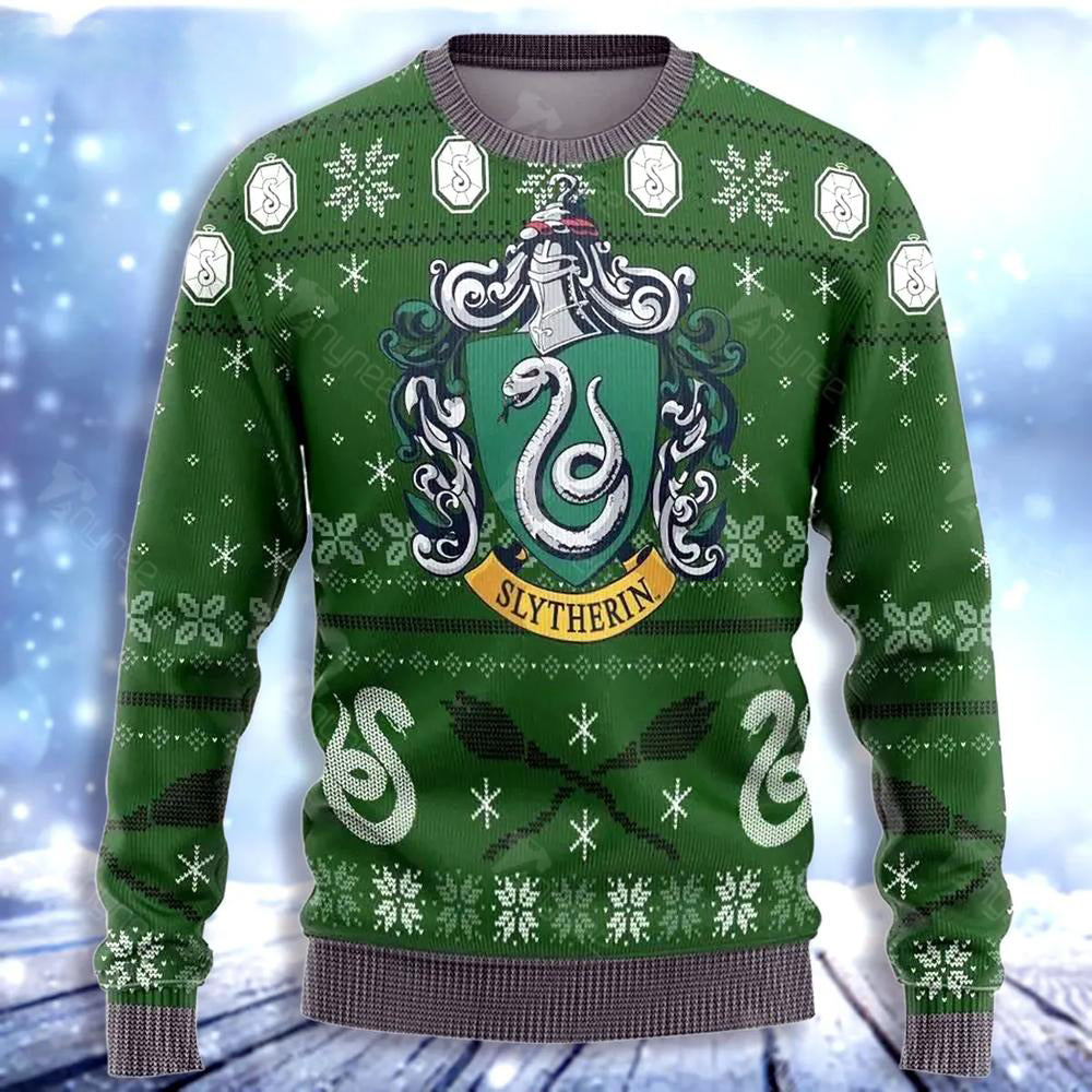 Slytherin Green Ugly Christmas Sweater For Me & Women Christmas Gift Thanksgiving Sweater US3086 - WeCustomit