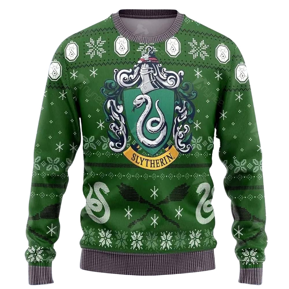 Slytherin Green Ugly Christmas Sweater For Me & Women Christmas Gift Thanksgiving Sweater US3086 - WeCustomit