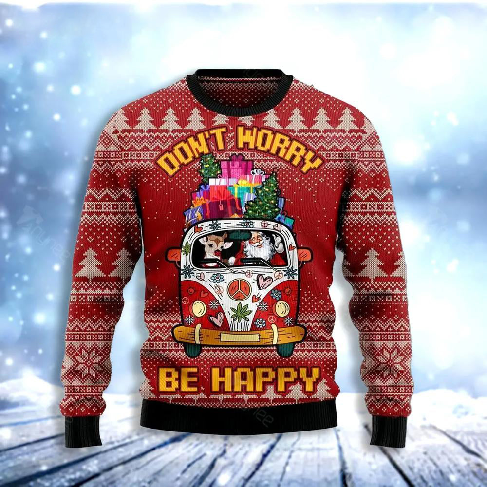 Hippie Car Ugly Christmas Sweater For Men & Women Christmas Gift Sweater US3090 - WeCustomit