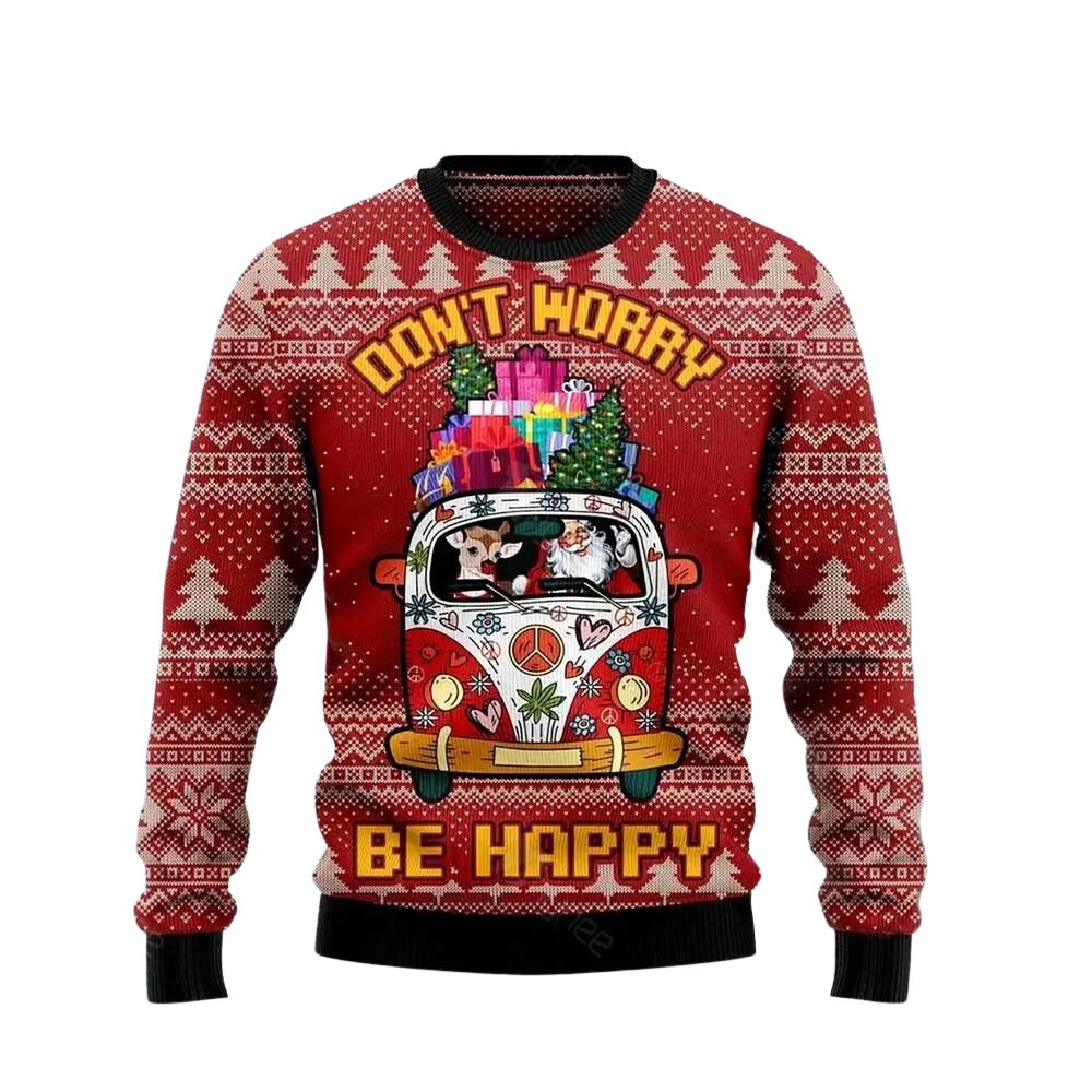 Hippie Car Ugly Christmas Sweater For Men & Women Christmas Gift Sweater US3090 - WeCustomit