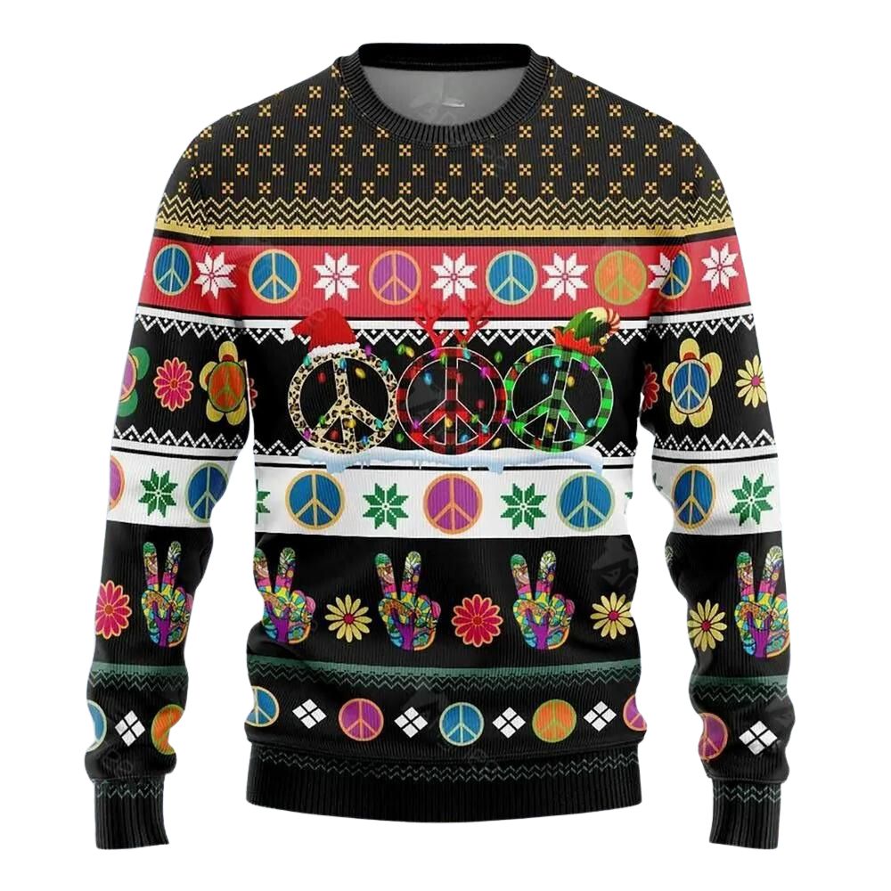 Hippie Light Shape Christmas Ugly Christmas Sweater For Men & Women Christmas Gift Sweater US3091 - WeCustomit