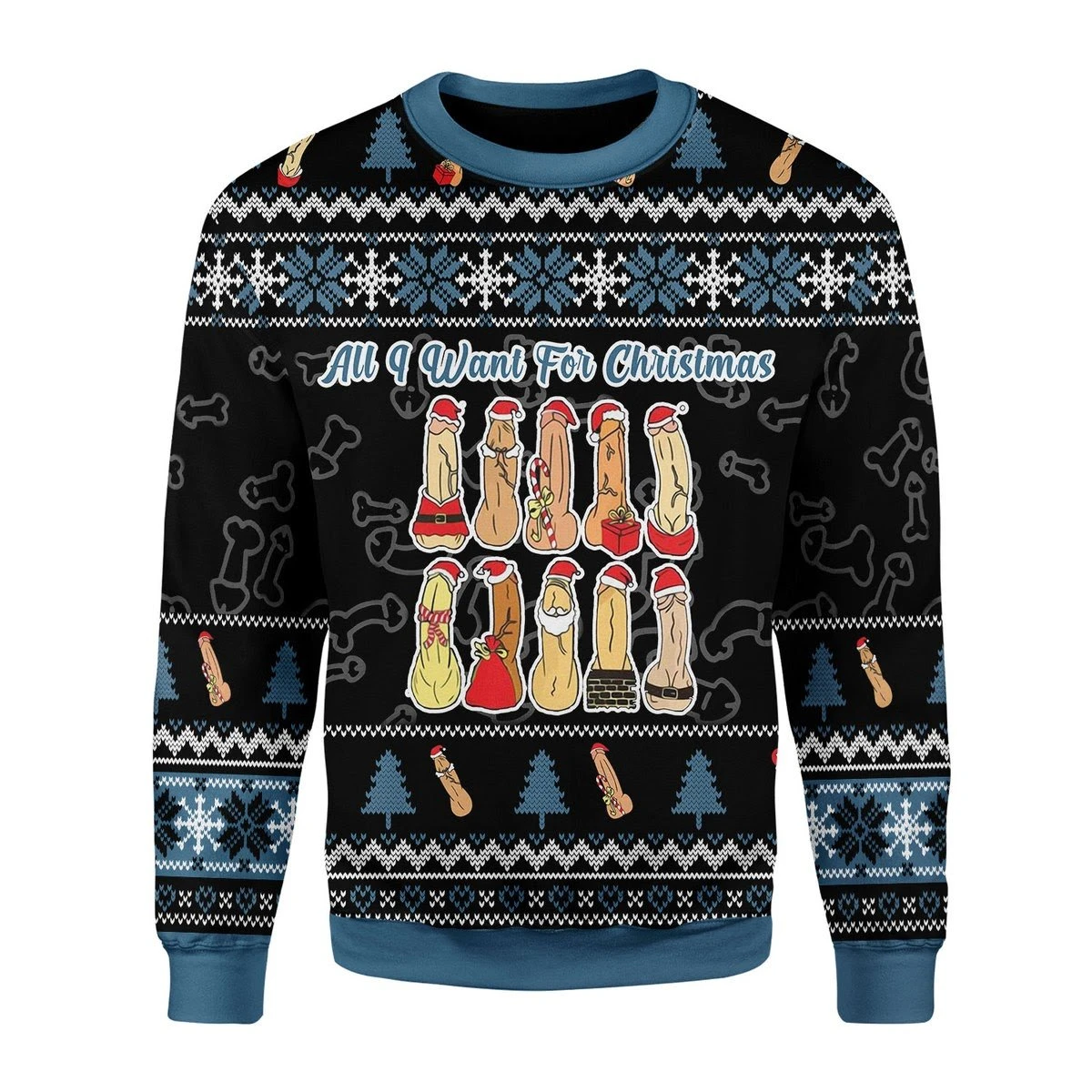 All I Want For Christmas Black Funny Ugly Christmas Sweater - WeCustomit
