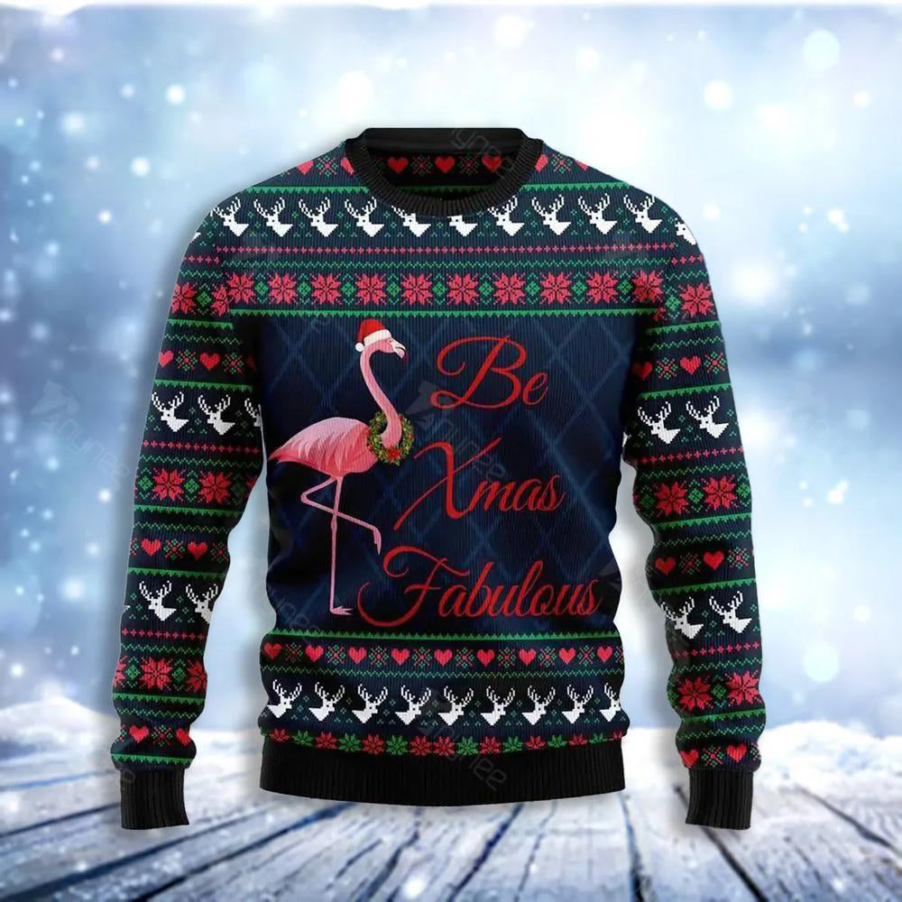 Flamingo Be Xmas Fabulous Ugly Christmas Sweater For Men & Women Christmas Gift Sweater US3459 - WeCustomit