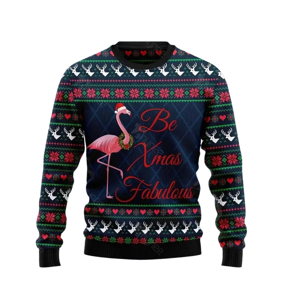 Flamingo Be Xmas Fabulous Ugly Christmas Sweater For Men & Women Christmas Gift Sweater US3459 - WeCustomit