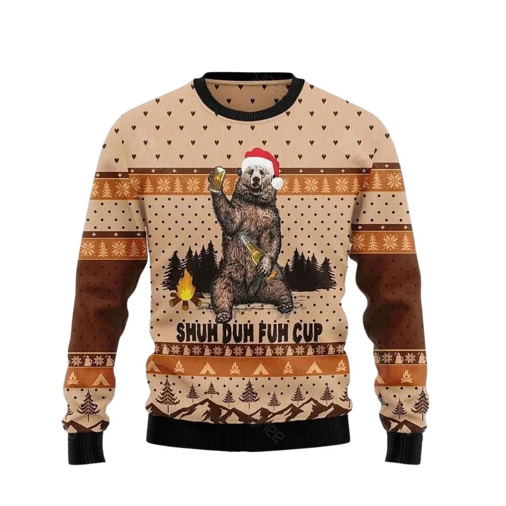 Bear Beer Campfire Shuh Christmas Ugly Christmas Sweater For Men & Women Christmas Gift Sweater US3460 - WeCustomit