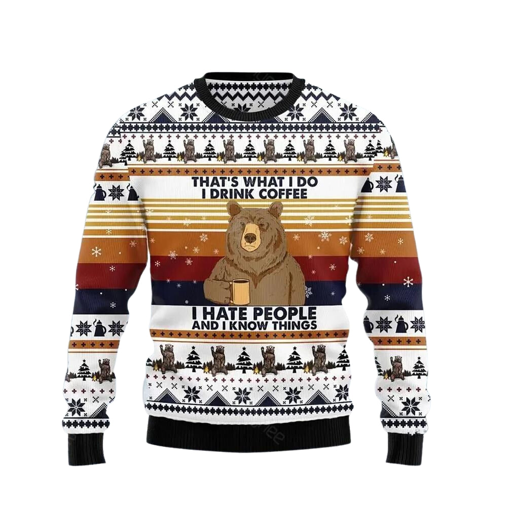 Bear Coffee That Is What Do Drink Coffee Ugly Christmas Sweater For Men & Women Christmas Gift Sweater US3461 - WeCustomit
