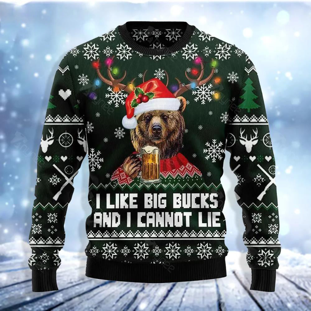 Bear Hunting And Beer Ugly Christmas Sweater For Men & Women Christmas Gift Sweater US3462 - WeCustomit