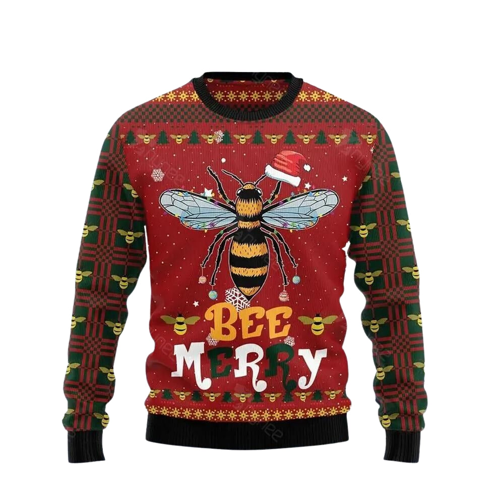 Bee Hat Merry Christmas Ugly Christmas Sweater For Men & Women Christmas Gift Sweater US3465 - WeCustomit