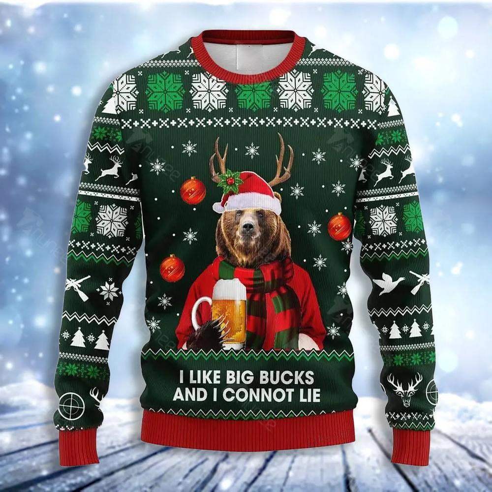 Beer Bear Christmas Ugly Christmas Sweater For Men & Women Christmas Gift Sweater US3468 - WeCustomit