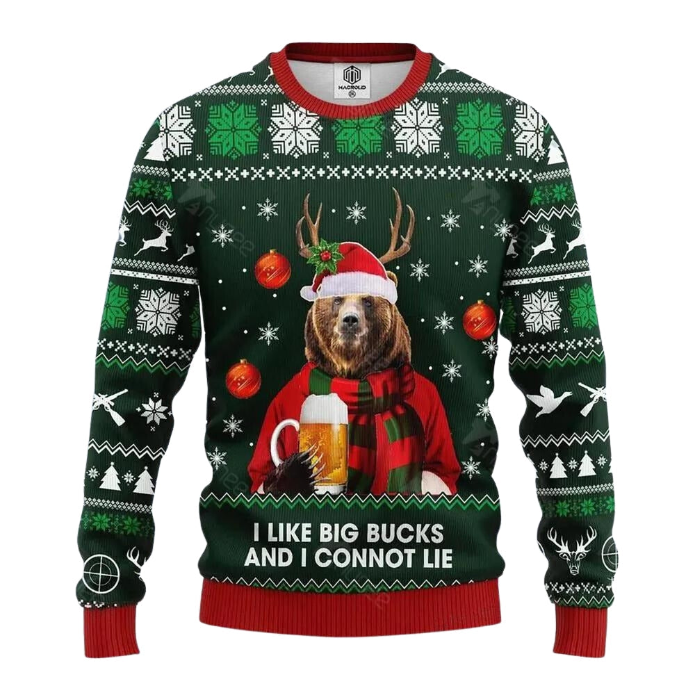 Beer Bear Christmas Ugly Christmas Sweater For Men & Women Christmas Gift Sweater US3468 - WeCustomit
