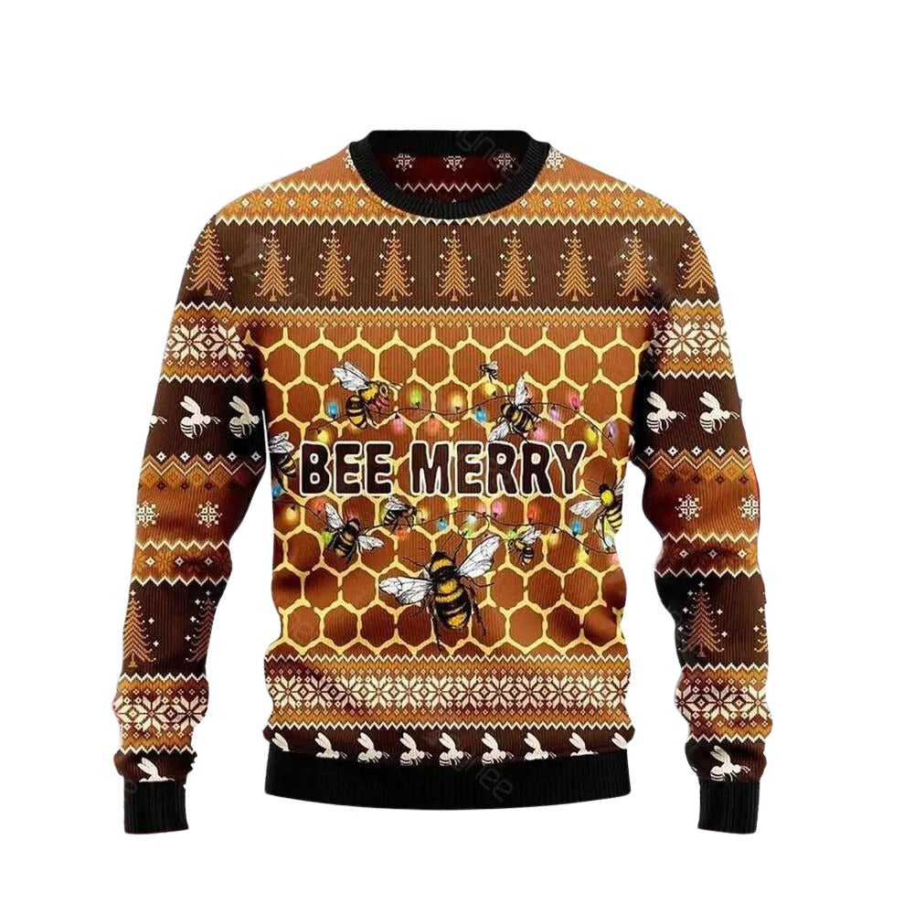 Bee Merry Ugly Christmas Sweater For Men & Women Christmas Gift Sweater US3469 - WeCustomit