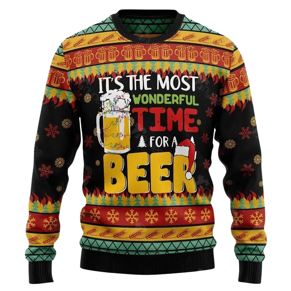 The Most Wonderful Time For A Beer Ugly Christmas Sweater For Men & Women Christmas Gift Sweater US3472 - WeCustomit