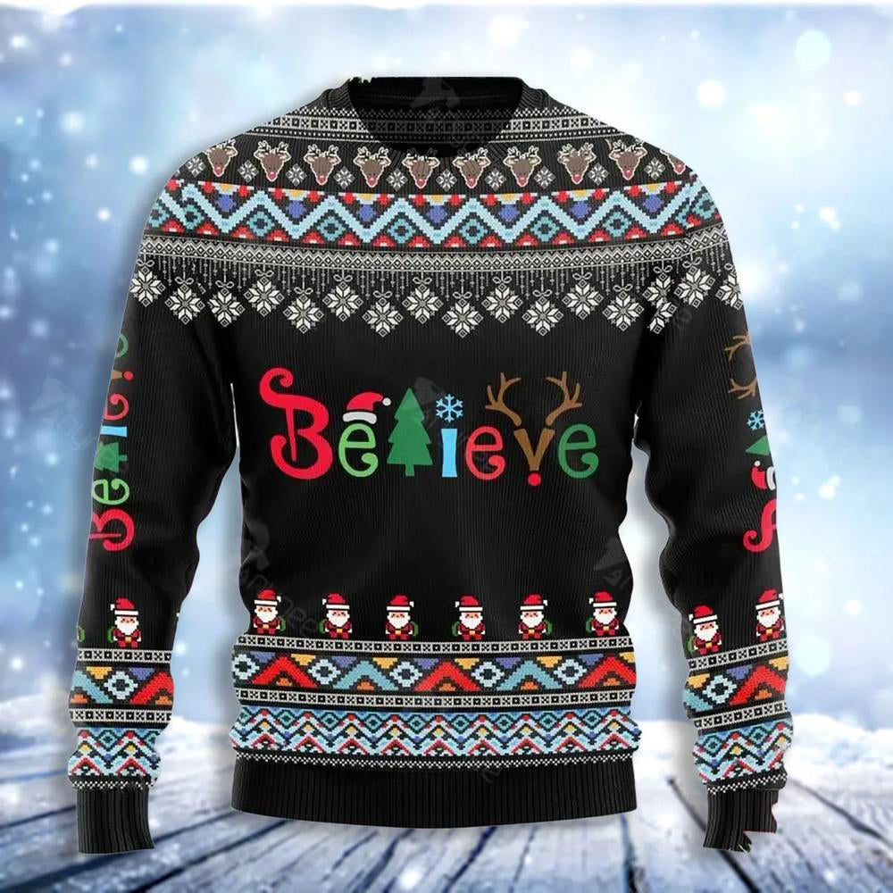 Believe Christmas Ugly Christmas Sweater For Men & Women Christmas Gift Sweater US3474 - WeCustomit