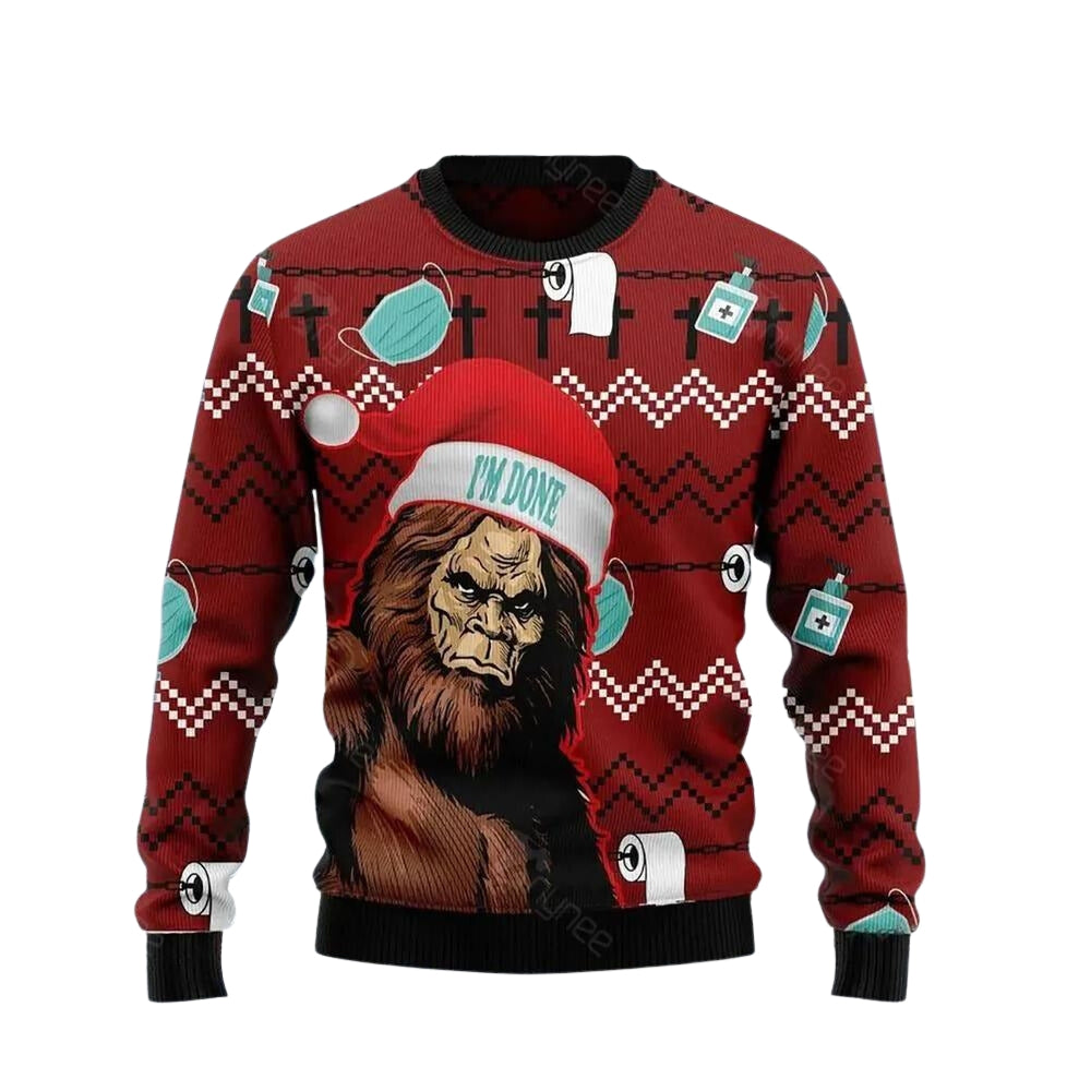 Bigfoot I'm Done Ugly Christmas Sweater For Men & Women Christmas Gift Sweater US3479 - WeCustomit