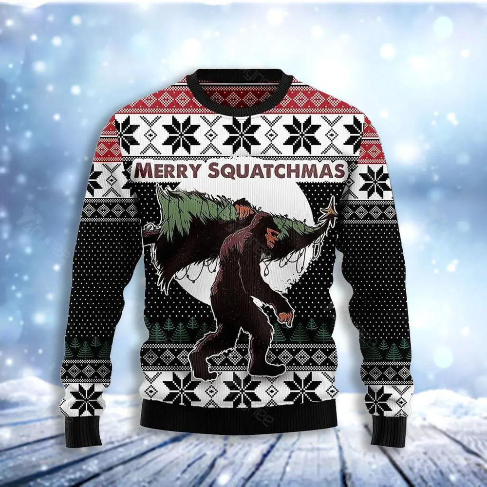 Bigfoot Merry Squatchmas Ugly Christmas Sweater For Men & Women Christmas Gift Sweater US3481 - WeCustomit