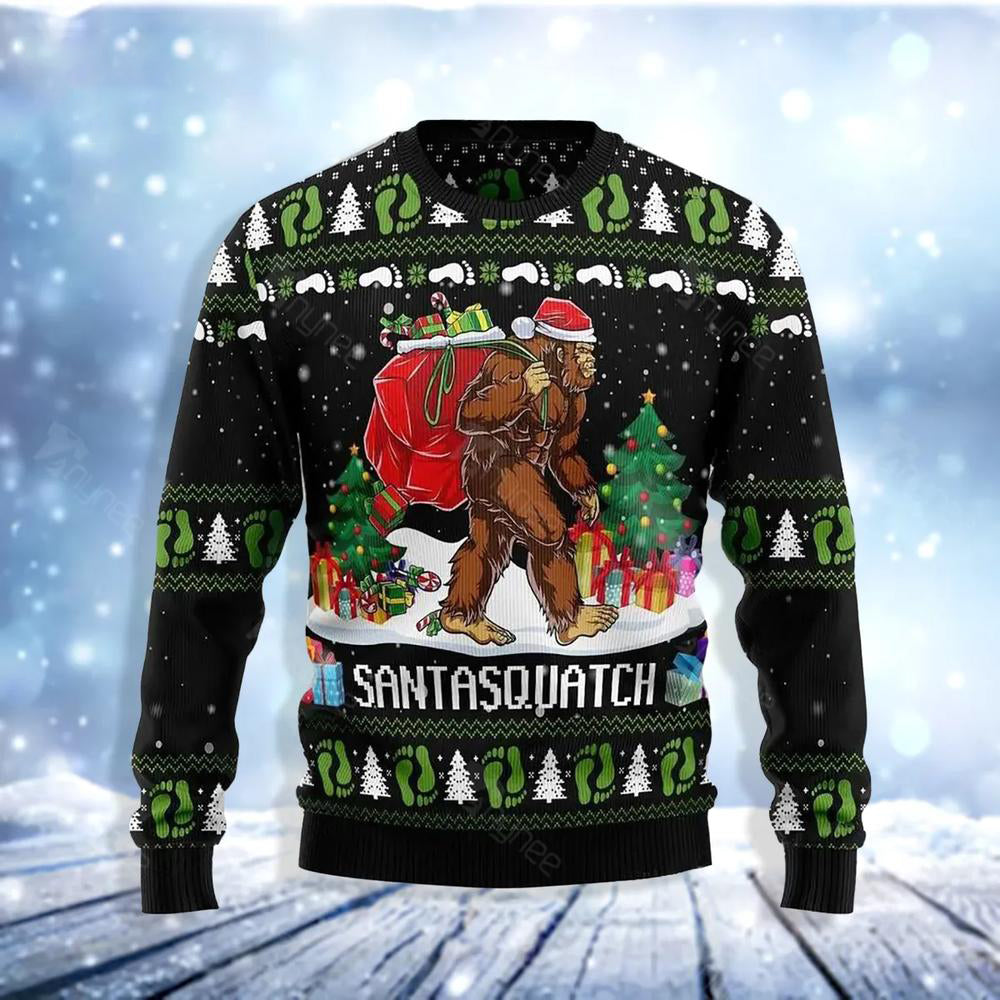 Bigfoot Santasquatch Ugly Christmas Sweater For Men & Women Christmas Gift Sweater US3484 - WeCustomit