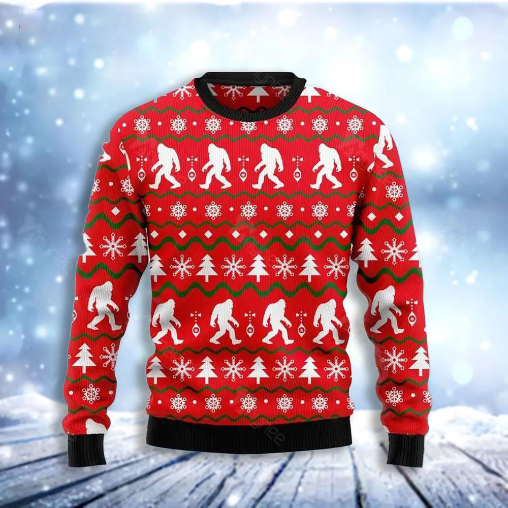 Bigfoot Pattern Ugly Christmas Sweater For Men & Women Christmas Gift Sweater US3486 - WeCustomit