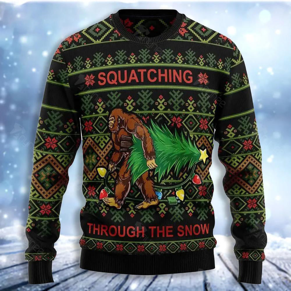 Bigfoot Snow Ugly Christmas Sweater For Men & Women Christmas Gift Sweater US3487 - WeCustomit