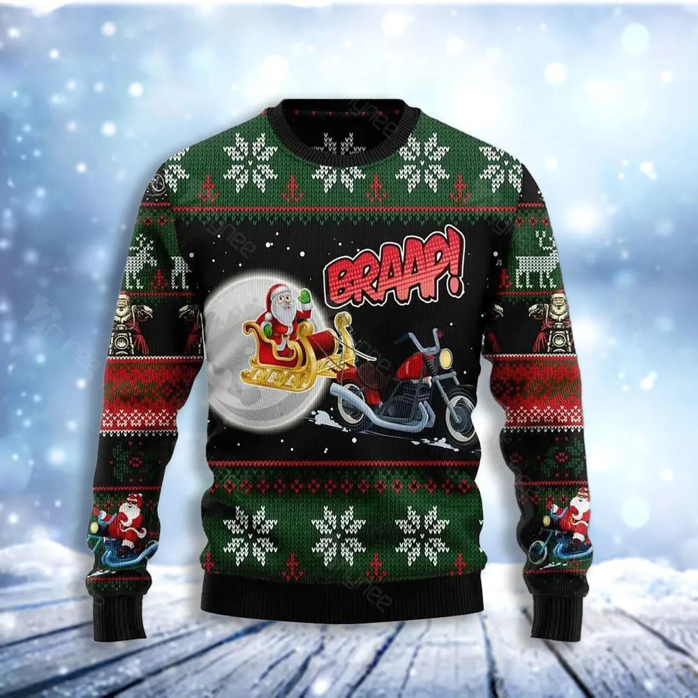 Biker Santa Ugly Christmas Sweater For Men & Women Christmas Gift Sweater US3489 - WeCustomit