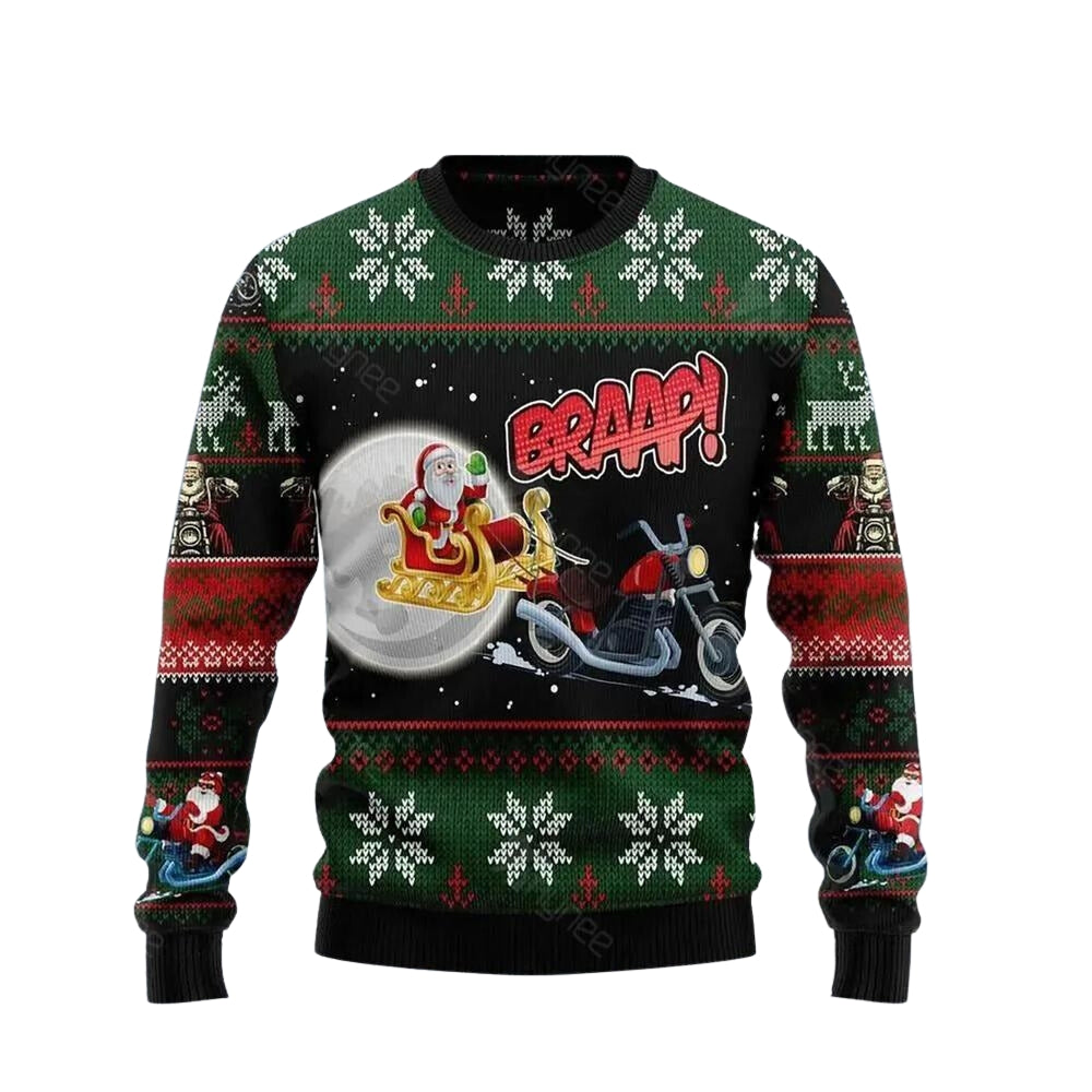 Biker Santa Ugly Christmas Sweater For Men & Women Christmas Gift Sweater US3489 - WeCustomit