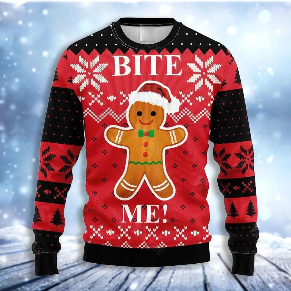 Bite Me Cookie Christmas Ugly Christmas Sweater For Men & Women Christmas Gift Sweater US3491 - WeCustomit