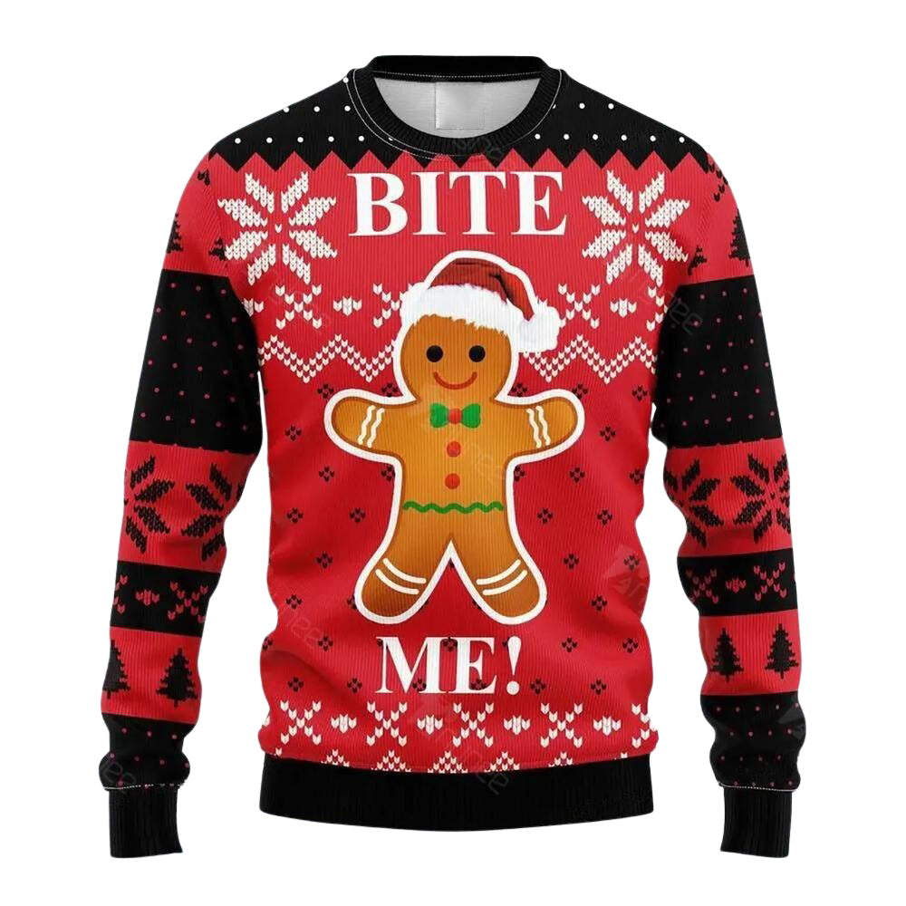 Bite Me Cookie Christmas Ugly Christmas Sweater For Men & Women Christmas Gift Sweater US3491 - WeCustomit