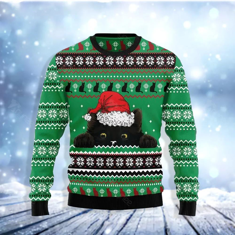Black Cat Hide Ugly Christmas Sweater For Men & Women Christmas Gift Sweater US3500 - WeCustomit