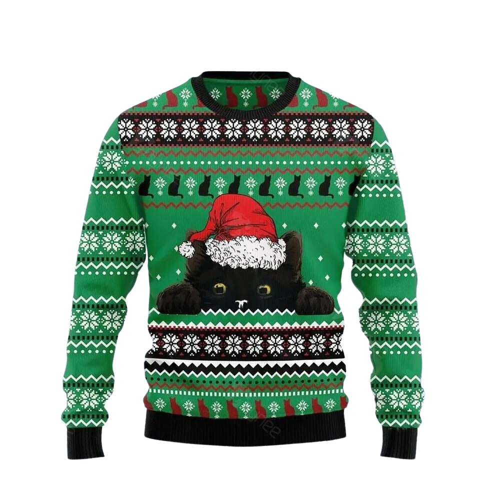 Black Cat Hide Ugly Christmas Sweater For Men & Women Christmas Gift Sweater US3500 - WeCustomit