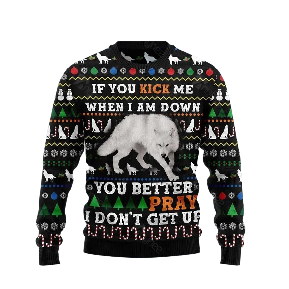 Blue Snow Awesome Wolf Ugly Christmas Sweater For Men & Women Christmas Gift Sweater US3622 - WeCustomit