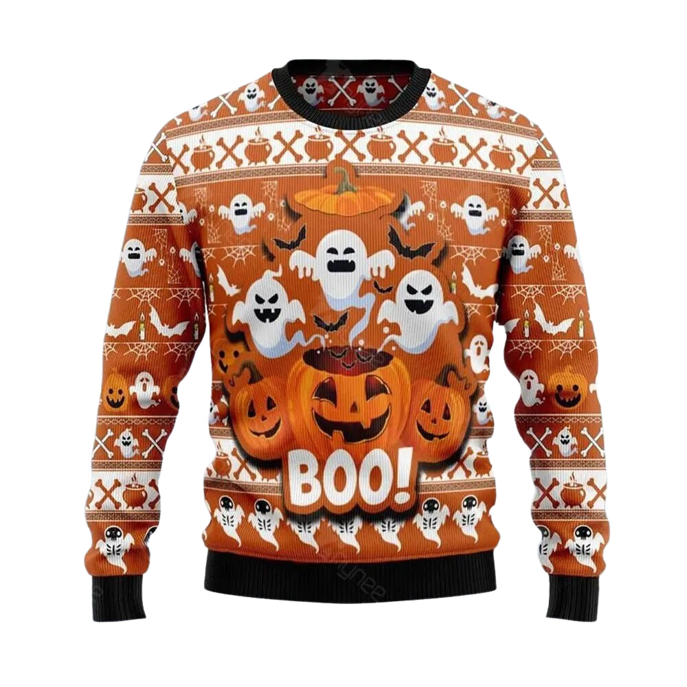 Boo Pumpkin Ugly Christmas Sweater For Men & Women Christmas Gift Sweater US3624 - WeCustomit