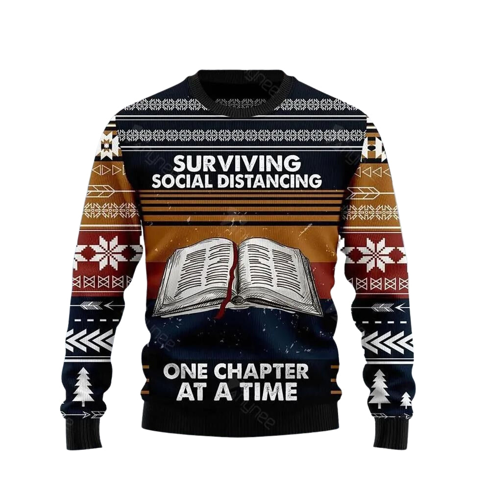 Book Retro Vintage Ugly Christmas Sweater For Men & Women Christmas Gift Sweater US3628 - WeCustomit