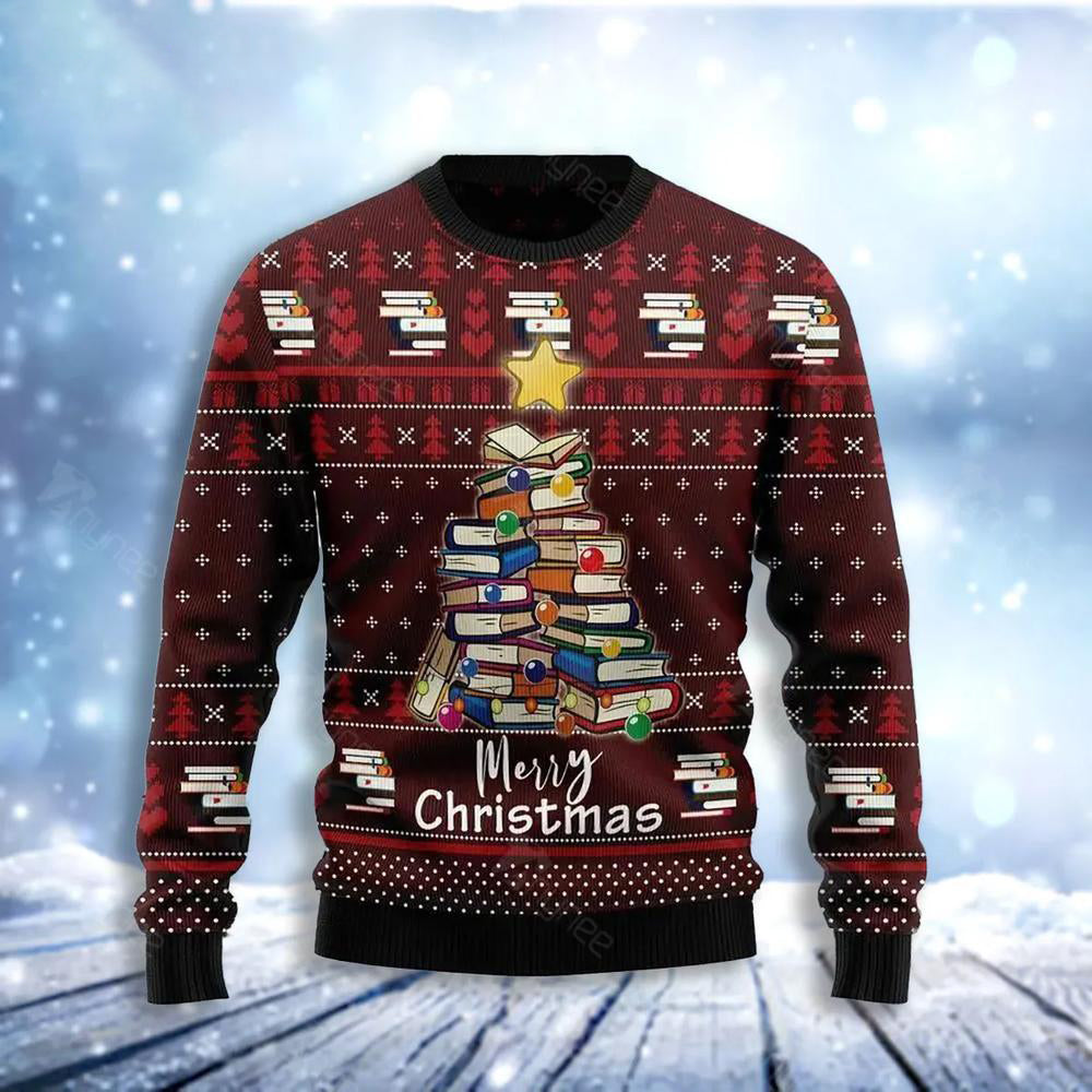 Book Pine Ugly Christmas Sweater For Men & Women Christmas Gift Sweater US3629 - WeCustomit